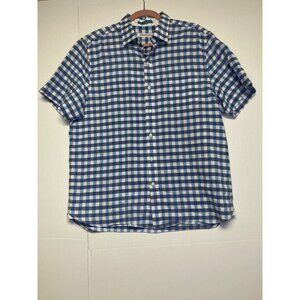 Tommy Bahama mens large Blue & White Gingham Short Sleeve Button-Up Shirt